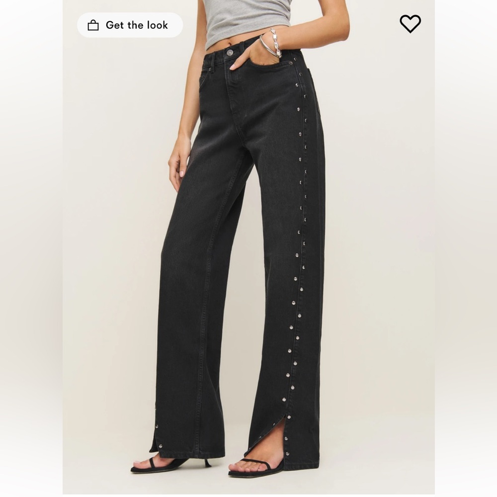 NWT Reformation Cary High Rise Slouchy Straight Leg Jeans Vans Vented Studded 31